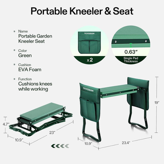Heavy-Duty Folding Garden Kneeler & Seat with Tool Bags – Comfortable EVA Pad