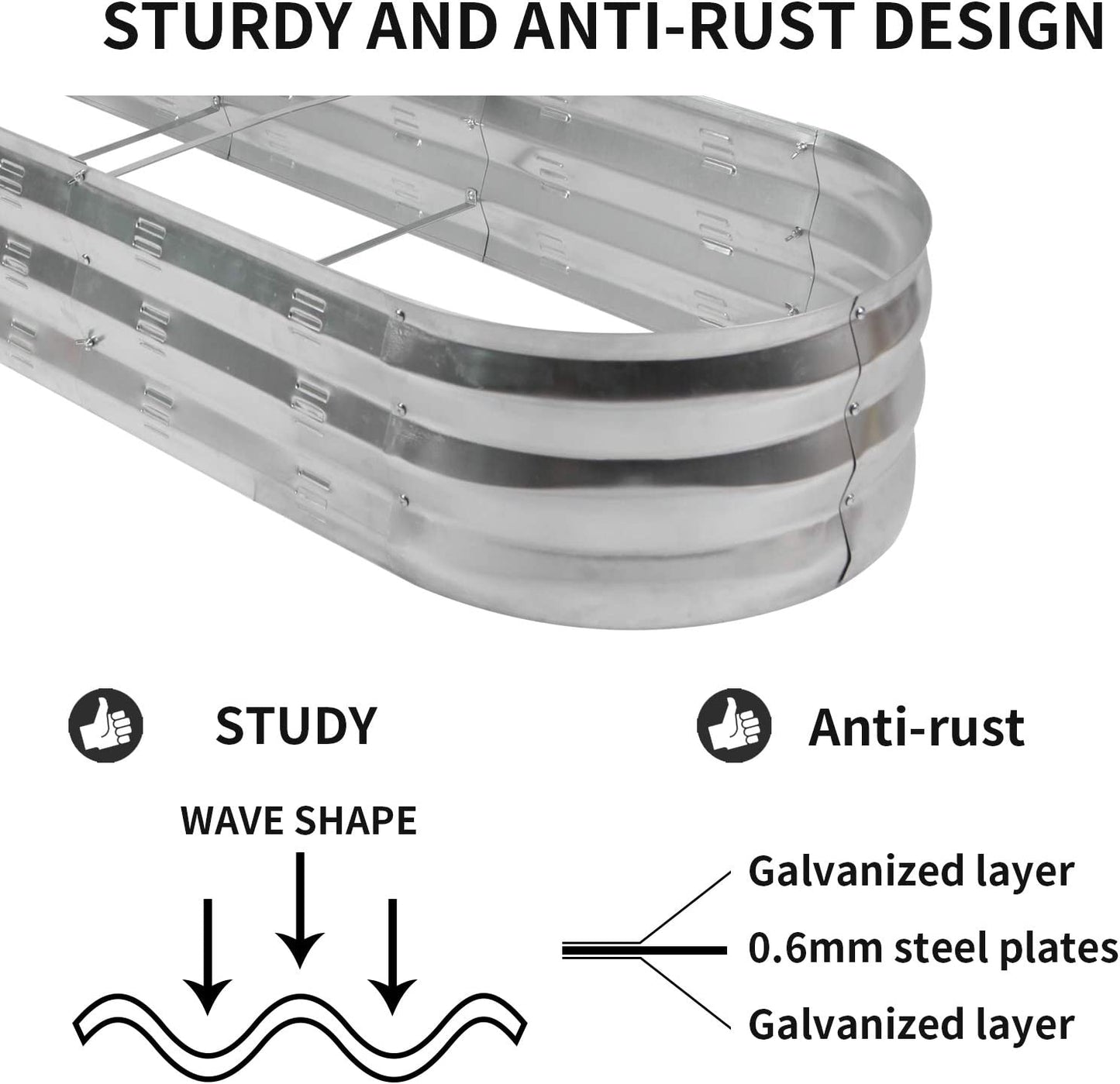 Galvanized Raised Garden Bed – Durable Metal Planter Box (Silver)