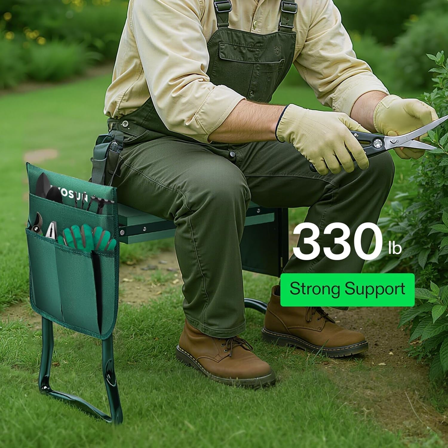 Heavy-Duty Folding Garden Kneeler & Seat with Tool Bags – Comfortable EVA Pad