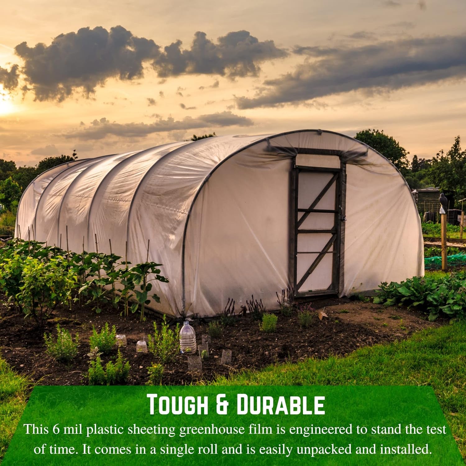 Clear Greenhouse Plastic Sheeting 6 Mil, 16x28 ft UV-Resistant Poly Film Cover 