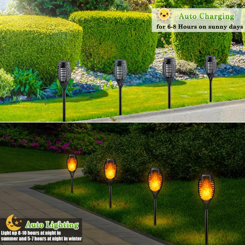 8-Pack Solar Torch Lights with Flickering Flame Design, Waterproof & Automatic for Garden, Patio, Pathway & Yard Lighting