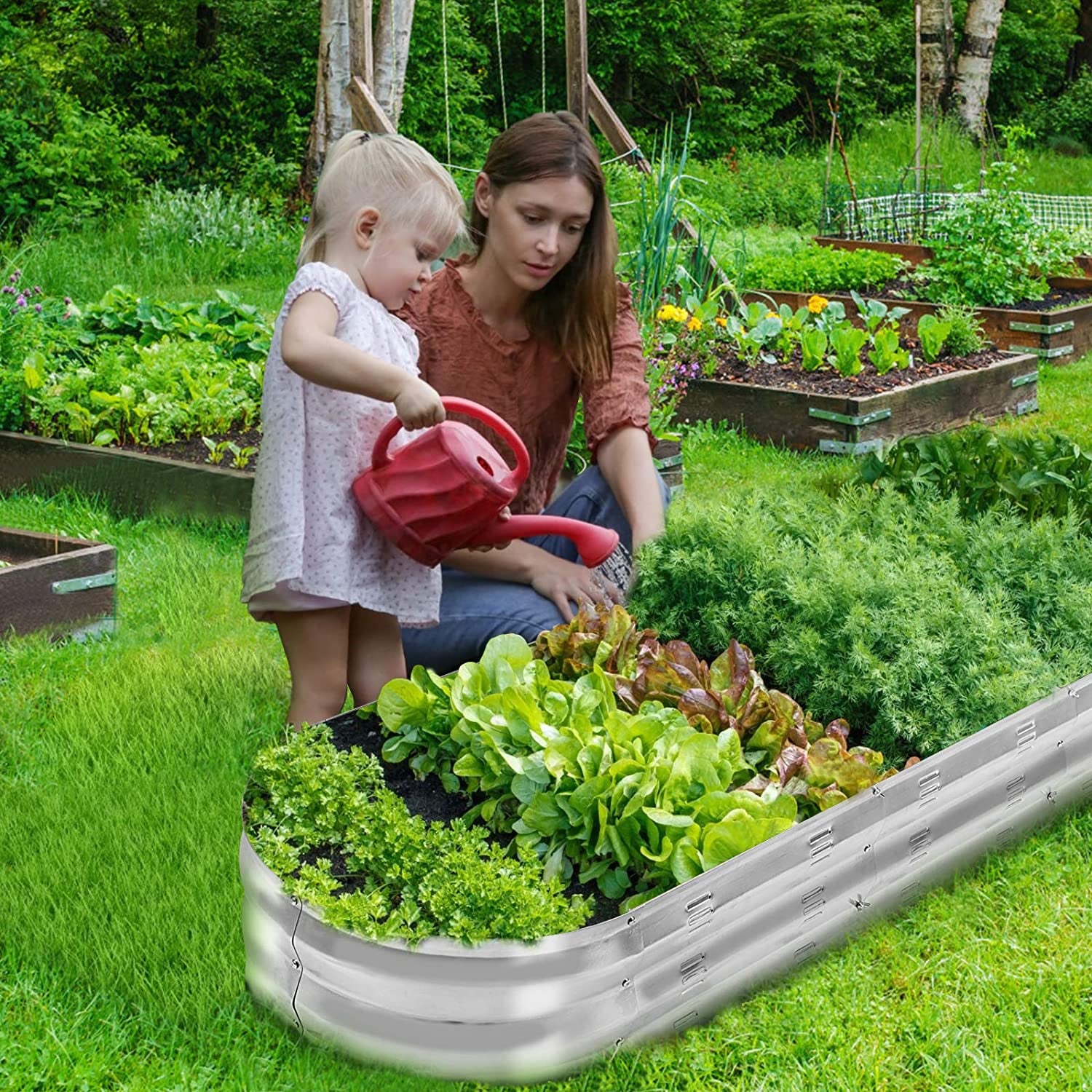 Galvanized Raised Garden Bed – Durable Metal Planter Box (Silver)