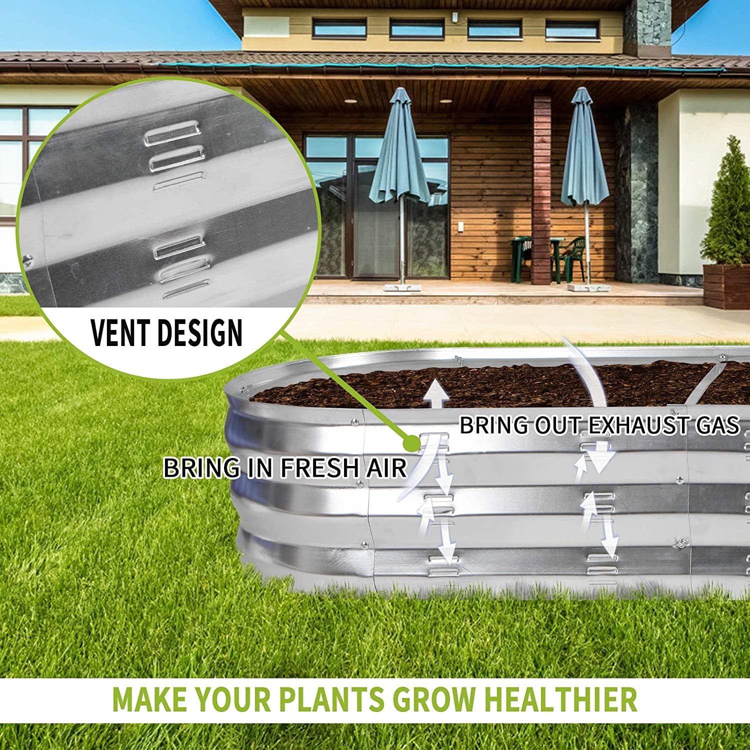 Galvanized Raised Garden Bed – Durable Metal Planter Box (Silver)