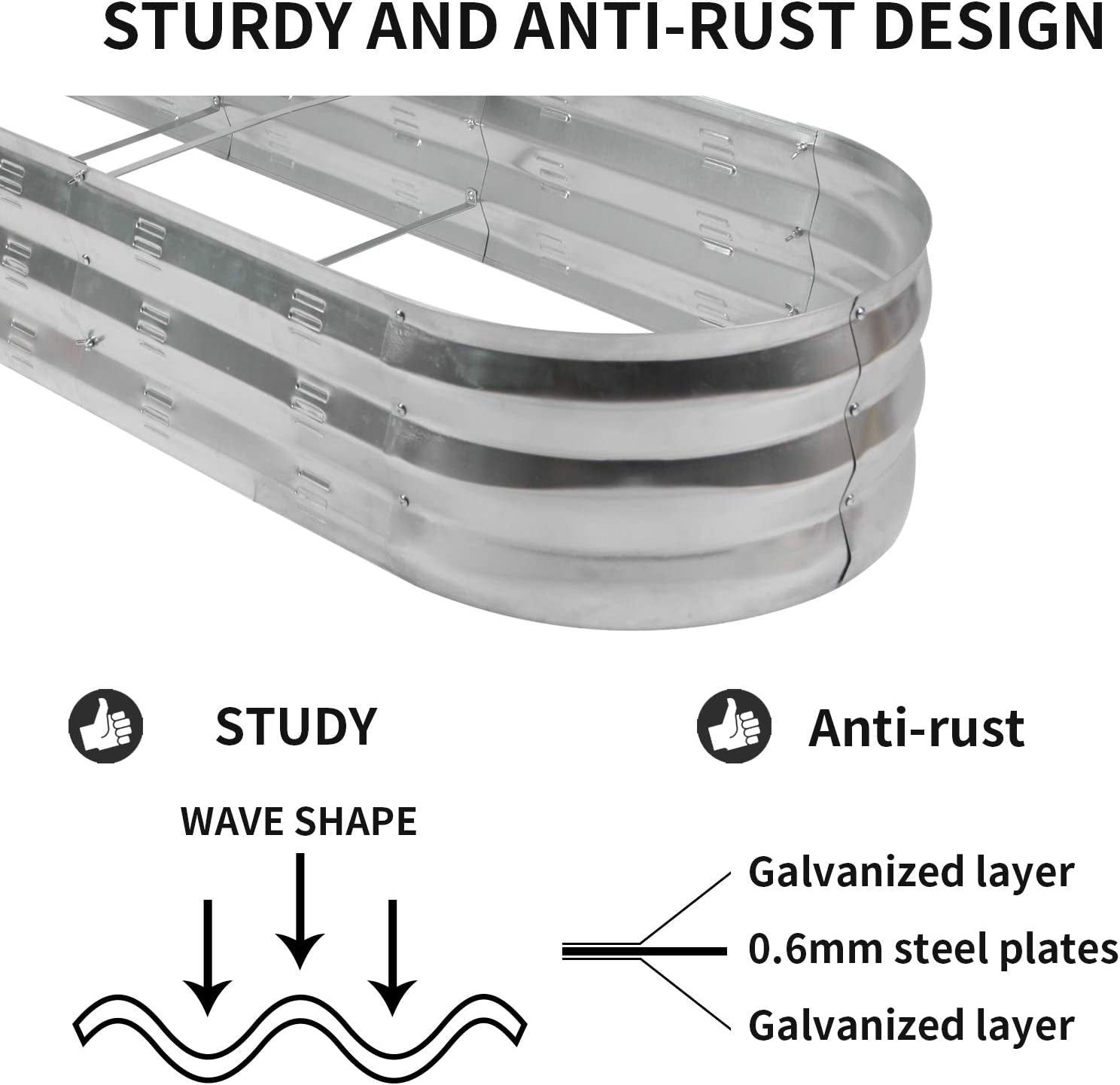 Galvanized Raised Garden Bed – Durable Metal Planter Box (Silver)