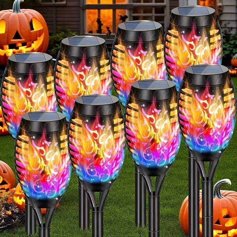 8-Pack Solar Torch Lights with Flickering Flame Design, Waterproof & Automatic for Garden, Patio, Pathway & Yard Lighting