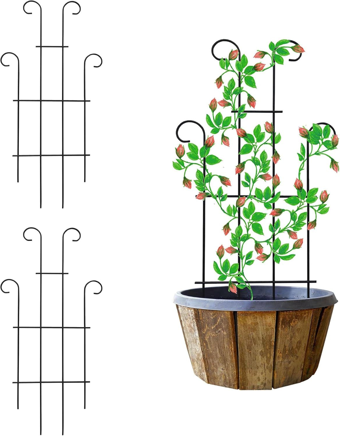 2 Pack Wave Trellis Panels – 31'' Plant Stakes for Climbing Plants