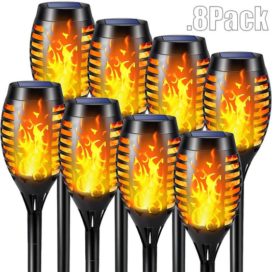 8-Pack Solar Torch Lights with Flickering Flame Design, Waterproof & Automatic for Garden, Patio, Pathway & Yard Lighting
