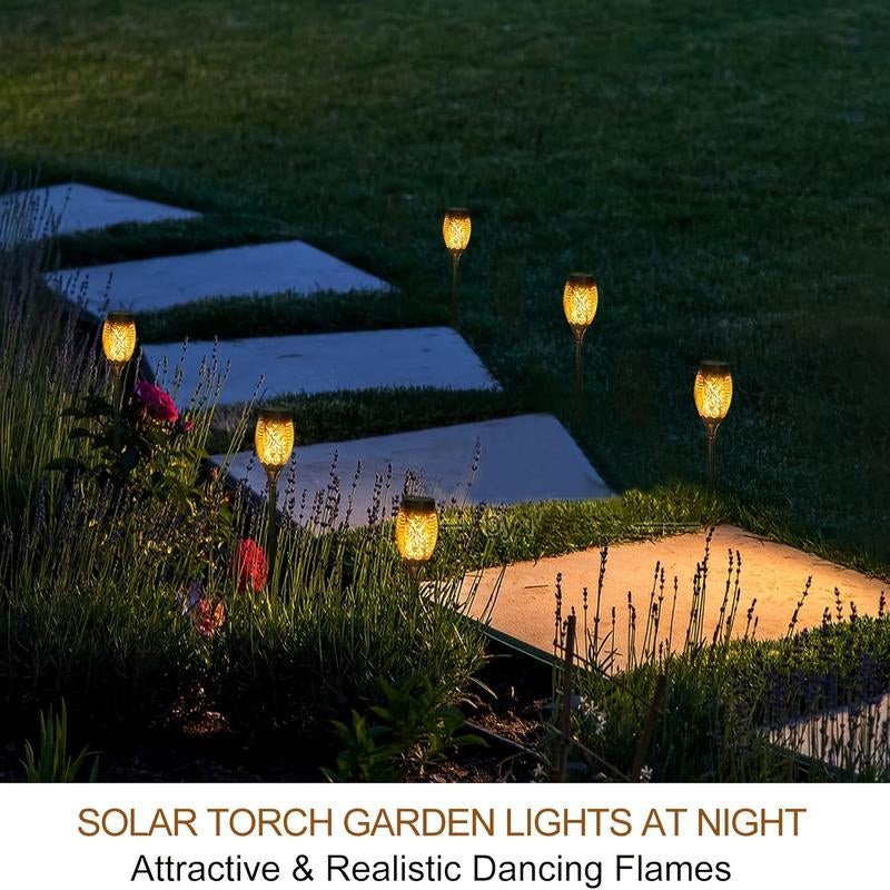 8-Pack Solar Torch Lights with Flickering Flame Design, Waterproof & Automatic for Garden, Patio, Pathway & Yard Lighting
