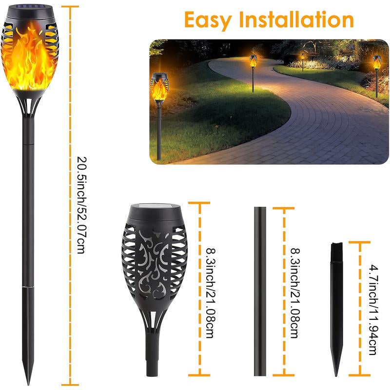 8-Pack Solar Torch Lights with Flickering Flame Design, Waterproof & Automatic for Garden, Patio, Pathway & Yard Lighting